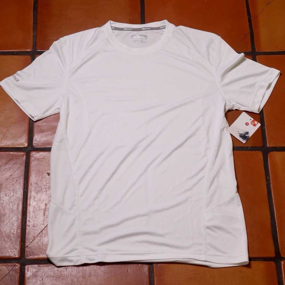 Marmot Shirt Mens Small White Short Sleeve‎ Performance Athletic Race Windridge
